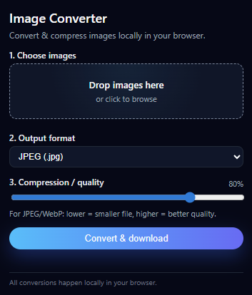 Image Converter Chrome extension interface